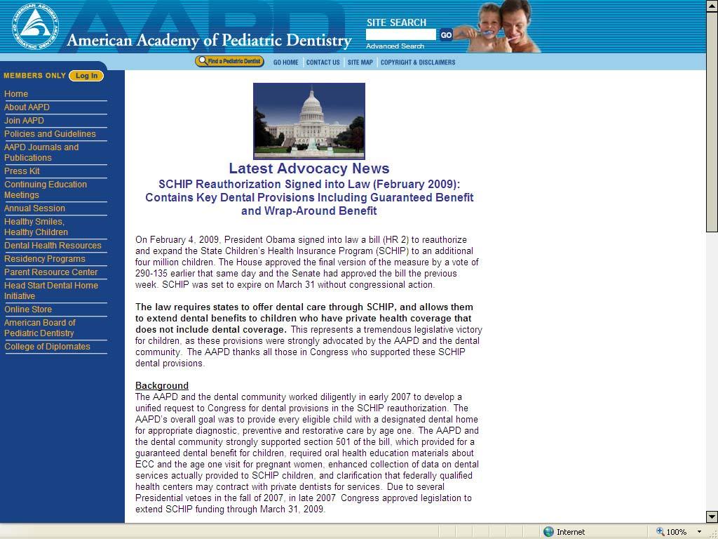CHIP Reauthorization http://www.aapd.