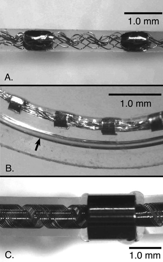 Fig. 14. Top: Med-El Combi 40+ Middle: Advanced Bionics Helix ; Bottom: Cochlear Contour electrode arrays.