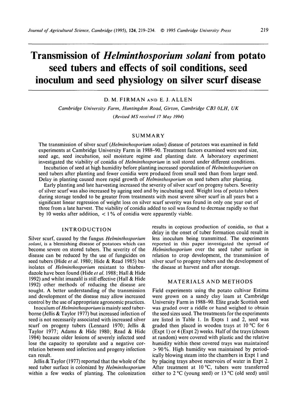 Journal of Agricultural Science, Cambridge (1995), 124, 219-234.