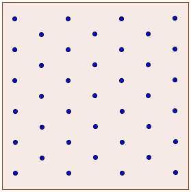 Joonis 12. Isomeetria teljestik. Kui ristkoordinaatteljestiku korral saame ruudustiku ehk ruutudest koosneva mustri, siis isomeetriateljestikku märgitud punktid moodustavad rombidest koosneva mustri.