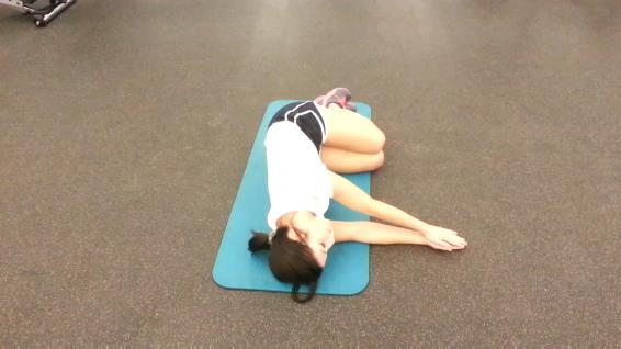 flat on the floor opposite of starting position Dose: Used for mobility,