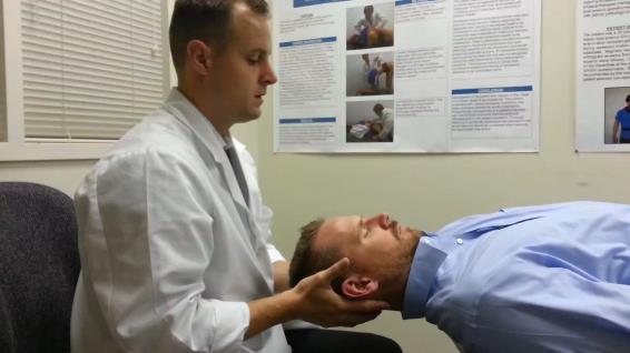 Craniocervical Flexion Against Gravity Start Position: Supine with clinician supporting patients head elevated without table support Technique: Patient assumes