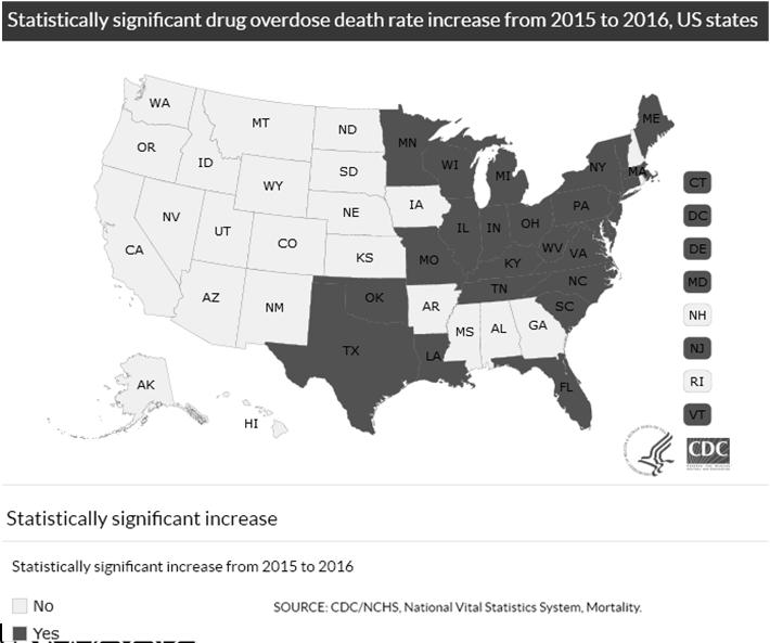 Opioids (prescription and illicit) are main drivers 5 highest states: West Virginia Ohio New Hampshire