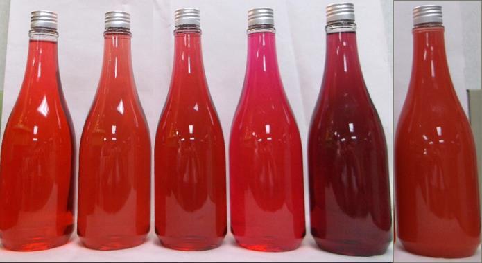 Red beverages : Large spectrum of color shades From yellow red to purple red Anthocyanins are the main pigments used in the world to replace red 40 dye in beverages.