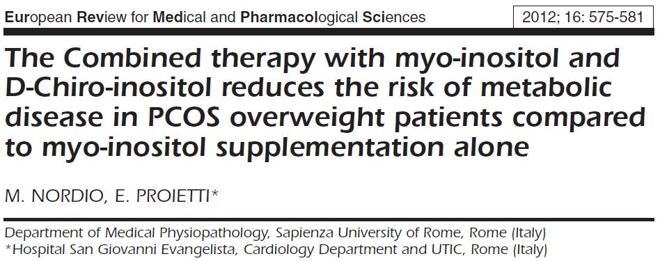 50 overweight PCOS patients MYO T0 T1 T2 T0 =