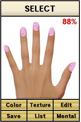 In Figure 8, the user's design is virtually applied on fingernails and the matching rate between the user's design and the app's recommended design.