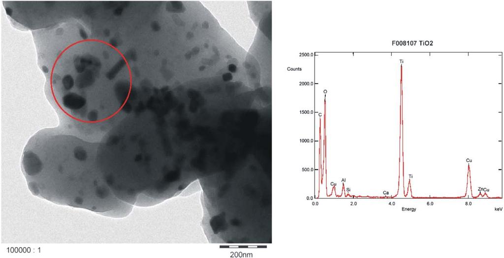 Results (TEM and EDX) TEM- and EDX-investigations of the generated abrasive wear with embedded nanoparticles (20 nm