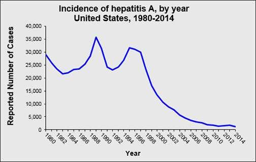 Hepatitis A: Diagnosis Acute hepatitis syndrome: symptoms, elevated AST/ALT/bilirubin History of travel to endemic area or other risk factors (MSM, contact, outbreak) Average incubation period: 28