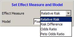 measures (figure 25, marked area in the left side picture), then click on the effect measure you wish to use for your meta-analysis.