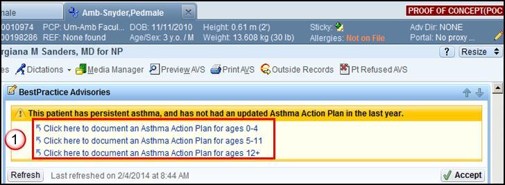 W Ambulatory Workflow Bulletin Creating an Asthma Action Plan Create an Asthma Action Plan The diagnosis of Persistent