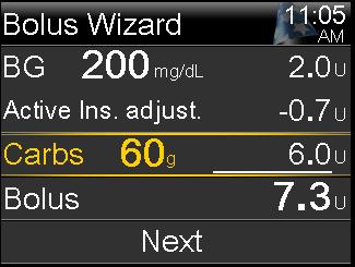The Bolus Wizard does not account for manual injections, and could prompt you to deliver more insulin than needed. Too much insulin may cause hypoglycemia.