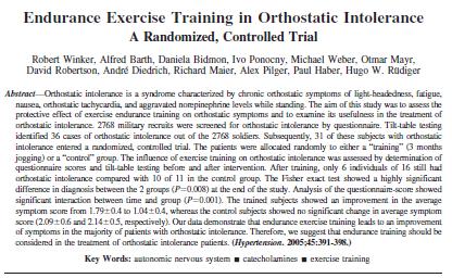 Exercise Training and Orthostatic Tolerance: Patient
