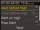 CGM I PERSONALISED ALERTS CGM I PERSONALISED ALERTS 5 6 CHANGING HIGH AND LOW SETTINGS Once settings are selected, select Next. In this example, the Alert on high has been turned on.