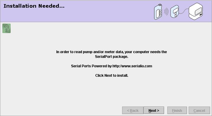 Downloading the SerialPort driver During your first device upload, the system requires the installation of a driver called the SerialPort package file.