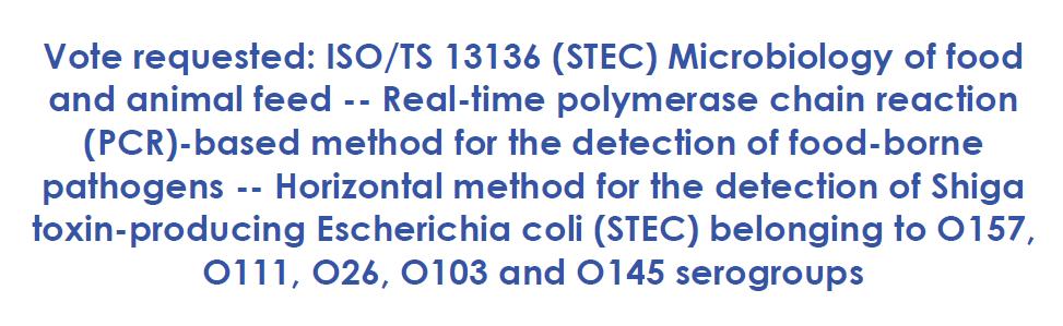 ISO TS 13136: restriction to five major EHEC types limited to major EHEC strains O26, O103, O111,