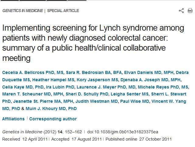 Universal/Routine LS Screening Implementation in US?