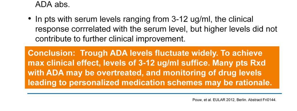 per mil. And, the patients who had very low levels did not respond clinically, and in those patients they all developed Adalimumab antibodies. So, a lot of consistency there.