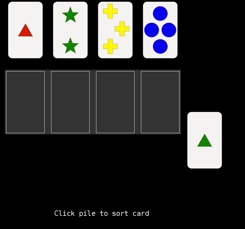 Chapter 5. Methodology 41 Figure 5.3: Screen capture of Wisconsin Card Sort Test. to indicate when the third appearance of a circle of a particular colour appears.