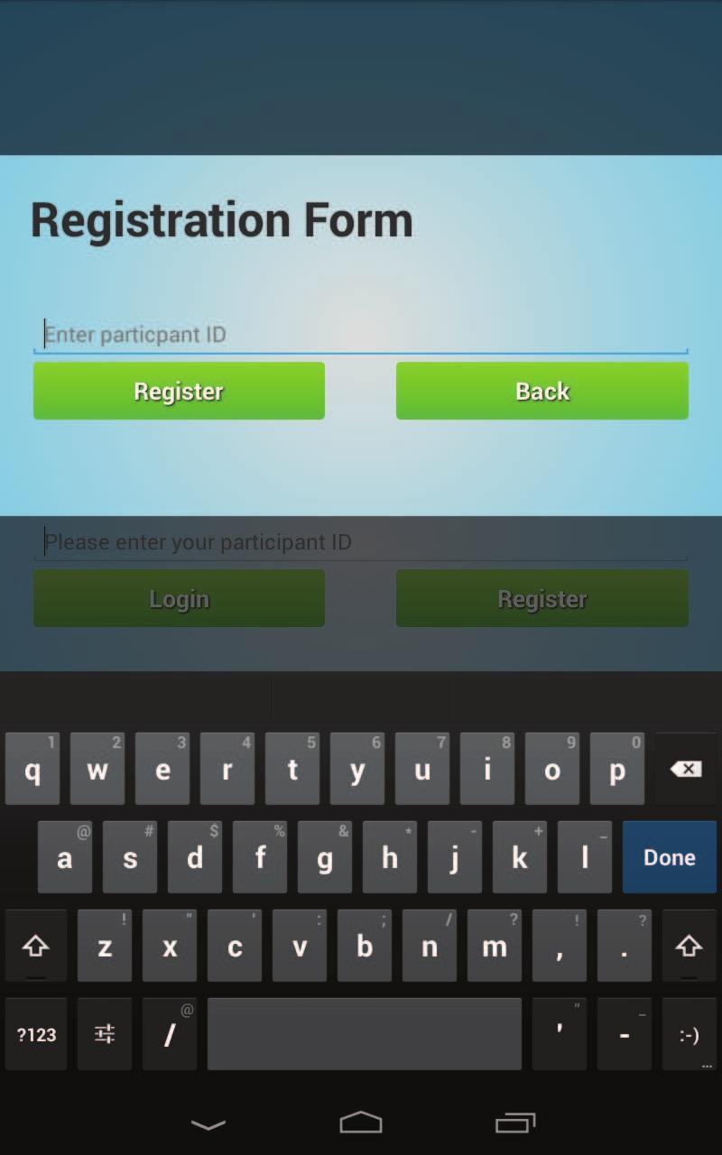 The user is only required to provide a username to register. Compared to the prototype used in the usability study, there is no longer a separate sign on for administrators.