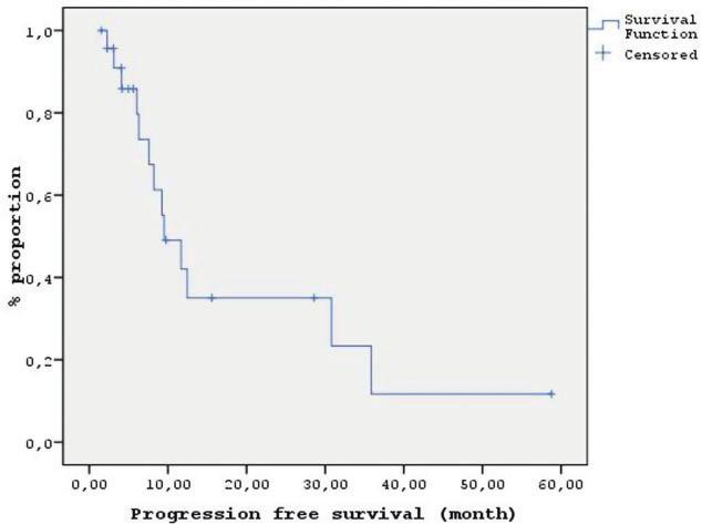 Large cell neuroendocrine carcinoma B.B.O. Ustaalioglu et al. early stage disease (it couldn t be reached in stage I and 30.8 month for stage II) compared with advanced stage (8.