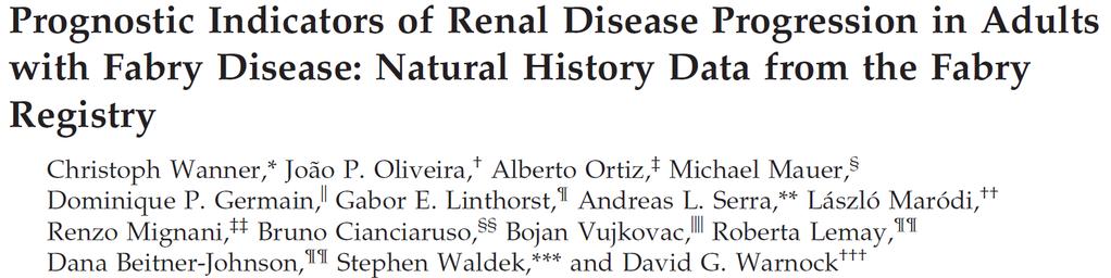 Fabry Renal Natural History Research Question: What is the natural