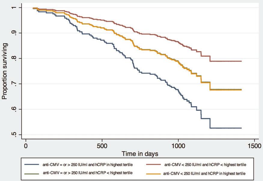 No relation between CMV infection and mortality in the oldest old Figure 1.