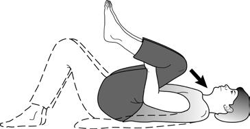 Lie with your knees bent and feet on the floor. Lift your knees towards your chest.