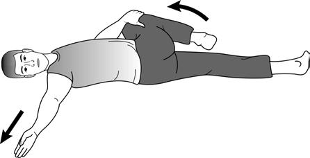 Lie on your back with one leg bent.