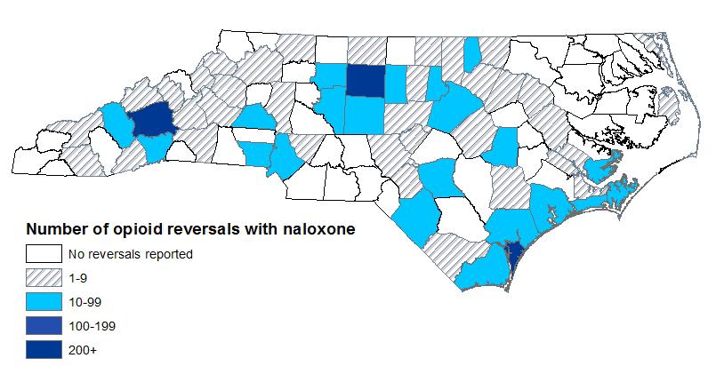 Number of Opioid Overdose Reversals with Naloxone Reported to the North Carolina Harm Reduction Coalition by