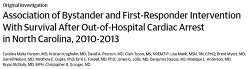 JAMA 215;314:247-54 Bystander CPR & AED use resulted in a 4.