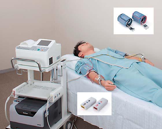 4 Fig. 1. Overview of automated oscillometric measurements. The measurement was performed with the patient in supine position, and triple lumen cuffs were put on the upper arm.