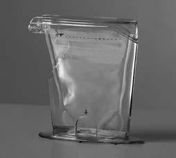 14. Refill the clear bag to the bar again with room temperature sterile normal saline. Wait for five (5) seconds and then pour out the saline. The product has now been rinsed three (3) times. 15.