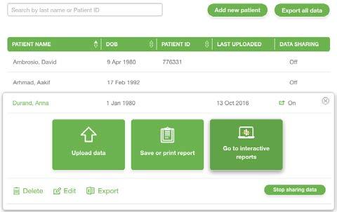 7.1 Returning to the Patient List To return to the Patient List while viewing interactive reports, click Click here to return to your clinic s Patient List at the top of any reports page. 7.