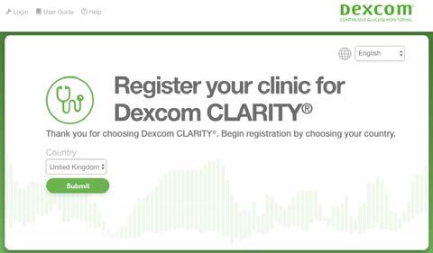 Enter your Dexcom account username and password. Click Login. or Click Register Now if you do not have a clinic account, then see Section 2.