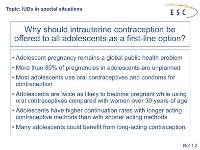 1. Usinger KM et al. Intrauterine contraception continuation in adolescents and young women: a systematic review. J Pediatr Adolesc Gynecol 2016; 29: 659 67. 2. Kost K et al.