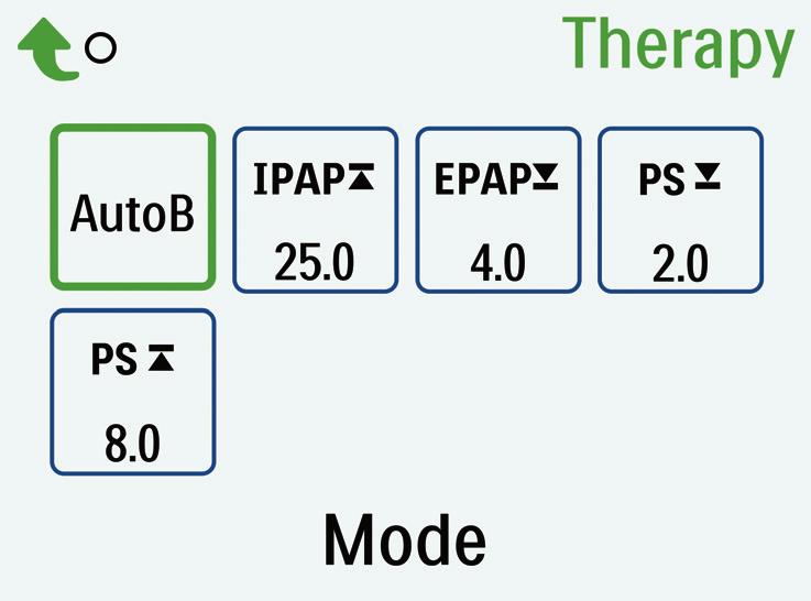 the therapy device model, you can select Bi-Level mode, or Auto Bi-Level (AutoB) mode.