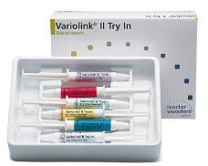 Variolink II Try-In The water-soluble Variolink II Try-In pastes allow the shade of permanently placed restorations to be simulated prior to their cementation.