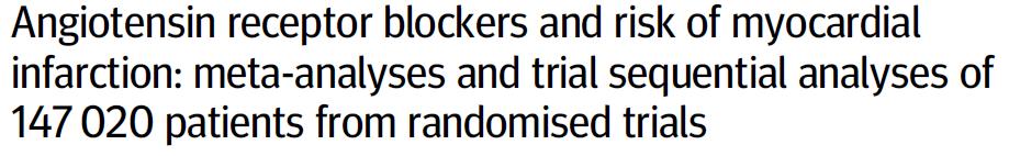 Objectives : To evaluate the cardiovascular outcomes and other outcomes associated with angiotensin receptor blockers.