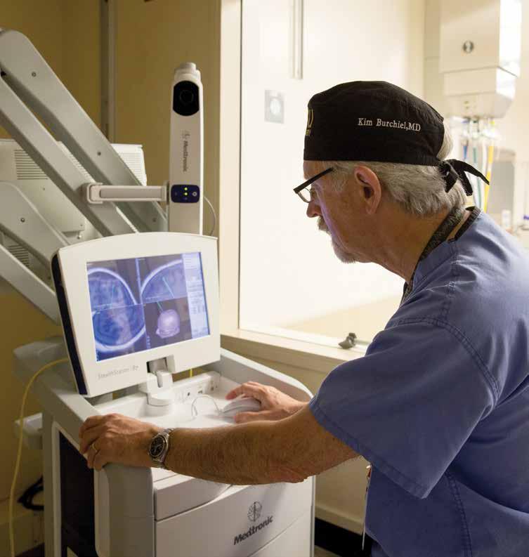 DEEP BRAIN STIMULATION DBS program at OHSU Our team, led by Kim Burchiel, M.D., was the first in the U.S. to use DBS to treat a patient with Parkinson s.