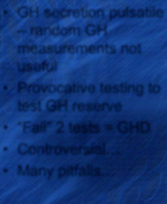 Growth hormone testing GH