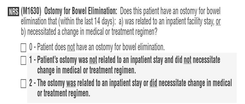 M162 Bowel Incontinence M162 Bowel Incontinence Frequency Timepoints SOC ROC F/U Discharge Response 4 On a daily basis Indicates that the patient experiences bowel incontinence once per day.