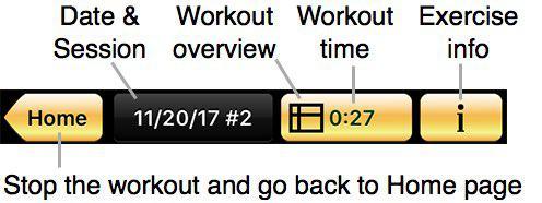 5.3 Exercise page button opens the workout overview.