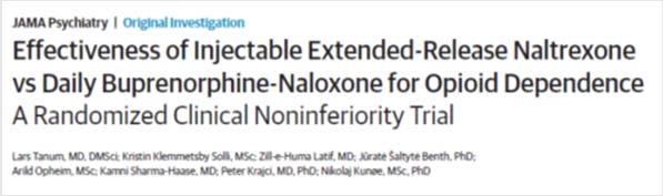 XR Naltrexone First head to head study of XR naltrexone vs.
