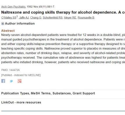Naltrexone and Coping Skills Therapy for Alcohol Dependence by O Malley, S., Jaffe, A., Chang, G., Schottenfeld, R., Meyer, R.