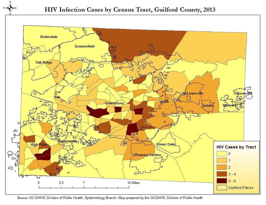 Trends in HIV Infection Incidence Rates Guilford County and North Carolina 1995-214* Rate per 1, 8 7 6 5 4 3 2 1 71.8 31.6 22.2 16.