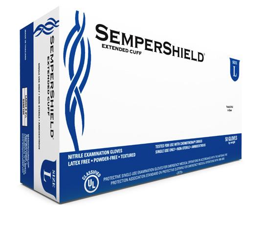 HOW WE GLOVE THE PLANET WITH SEMPERSHIELD NITRILE With extra thickness and an extended cuff, SemperShield Nitrile powder-free exam gloves are designed for high-risk applications where your safety and