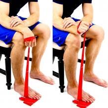 Elastic Band Wrist Extension Rest your arm on a table or thigh holding the elastic band with palm down as shown.