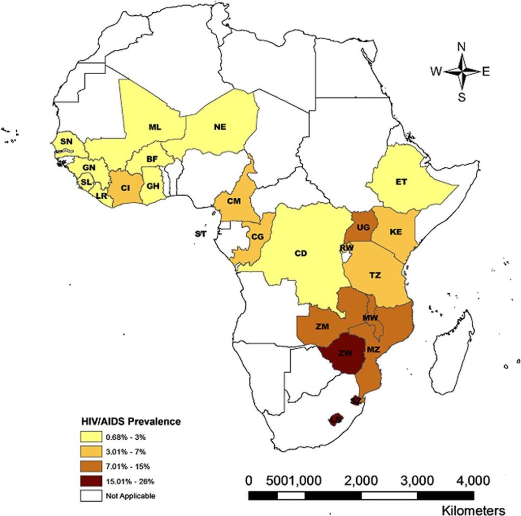 Hajizadeh et al. International Journal for Equity in Health 2014, 13:18 Page 8 of 22 Figure 1 Prevalence of HIV/AIDS in SSA region.