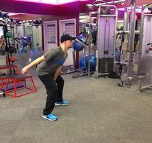 1-Arm KB or DB Swings Hold a kettlebell or dumbell in one hand with your feet shoulder width apart.