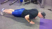 75% of the way down Keep your abs braced and push yourself back to the starting